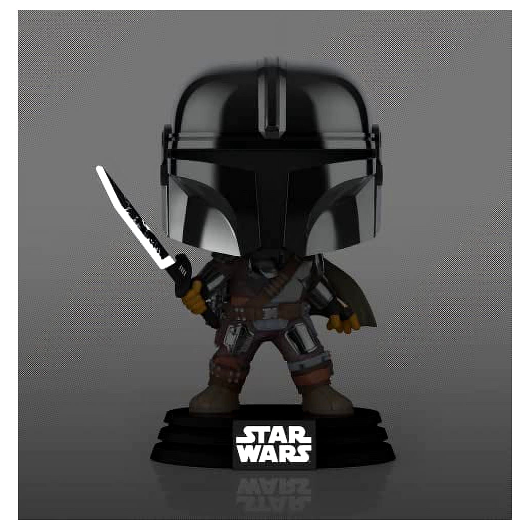 The Mandalorian with Darksaber 491 Stickered Glow in the Dark Vinyl Pop with Protector