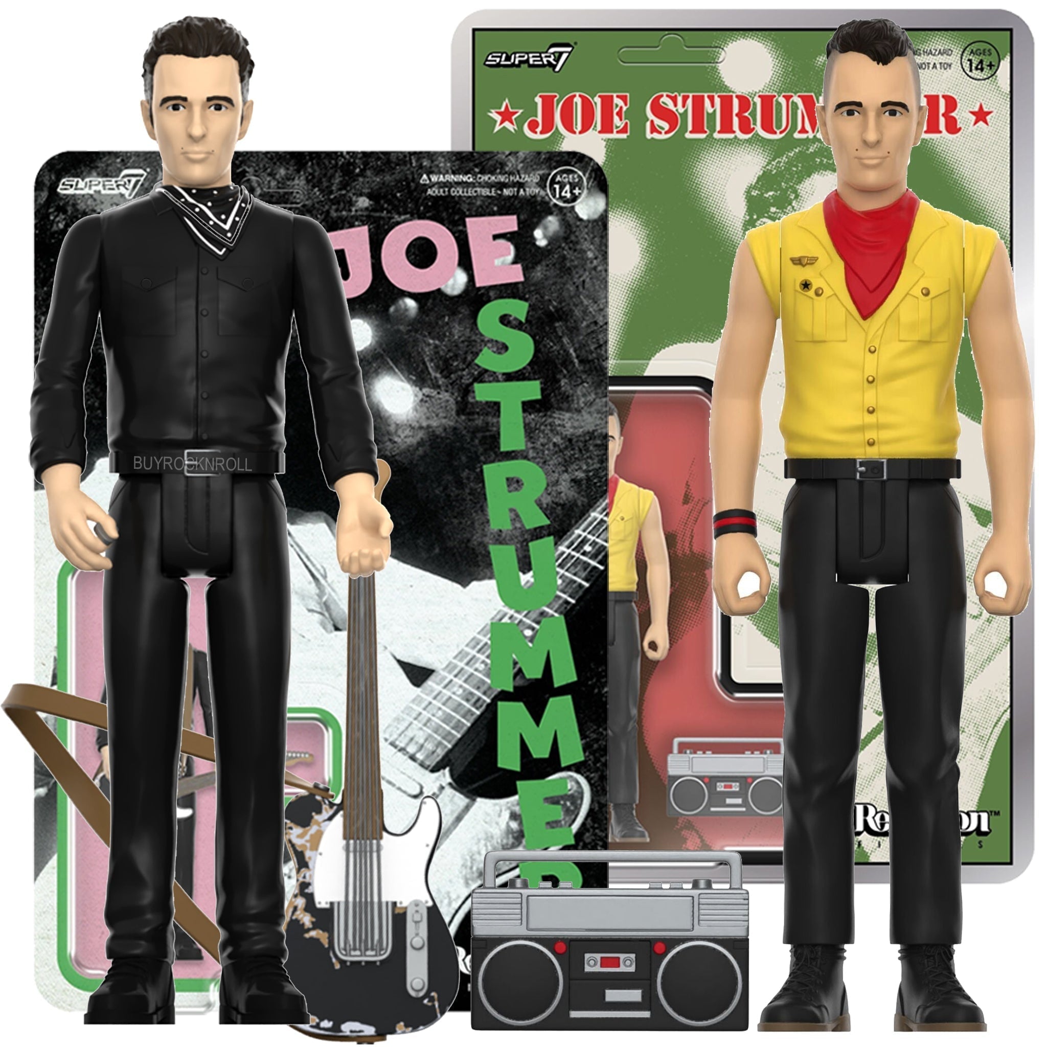 The Clash Collectible Super7 Joe Strummer Reaction Figures Set of 2