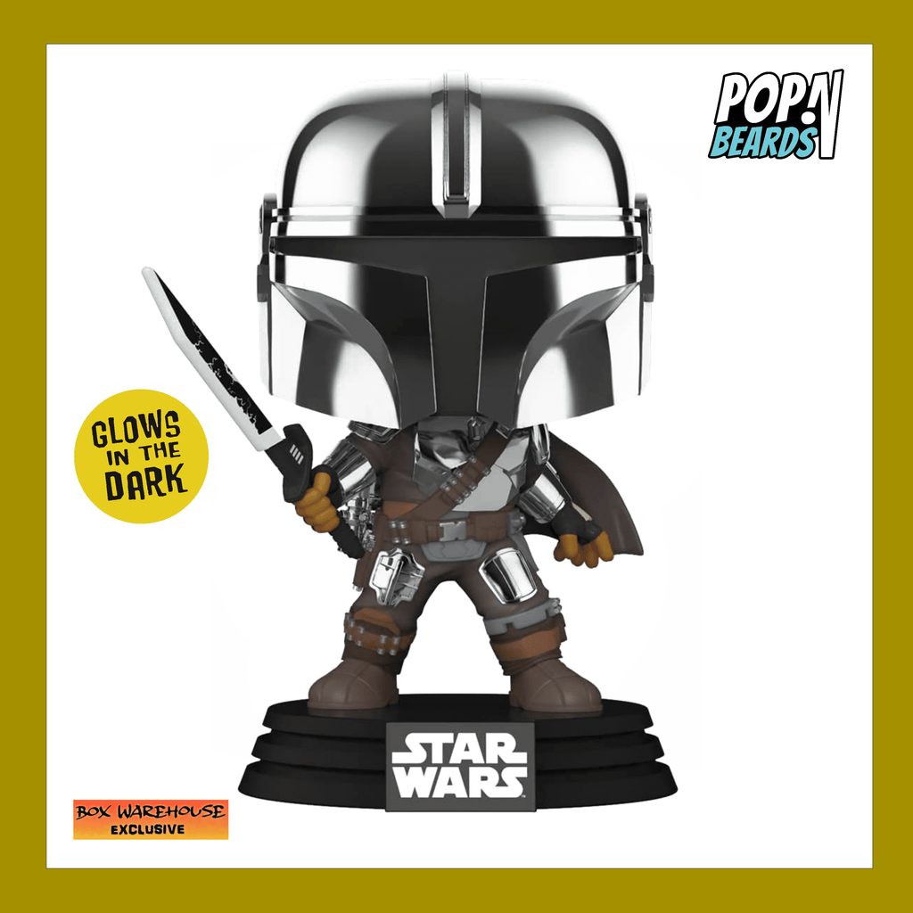 The Mandalorian with Darksaber 491 Stickered Glow in the Dark Vinyl Pop with Protector