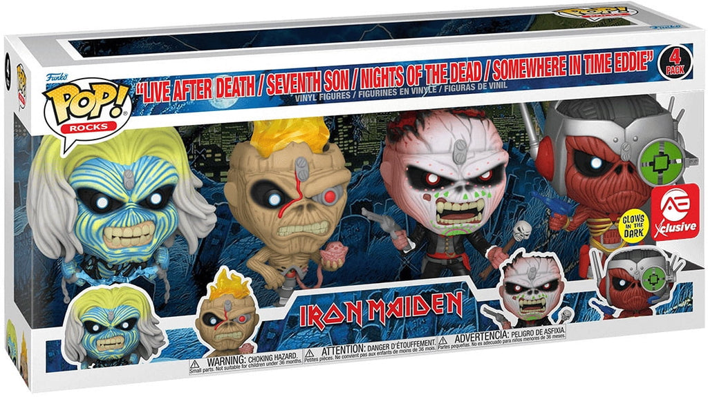 Funko POP! ROCKS: Iron Maiden - Eddie 4PK Glow in the Dark Box Set (AE Exclusive)