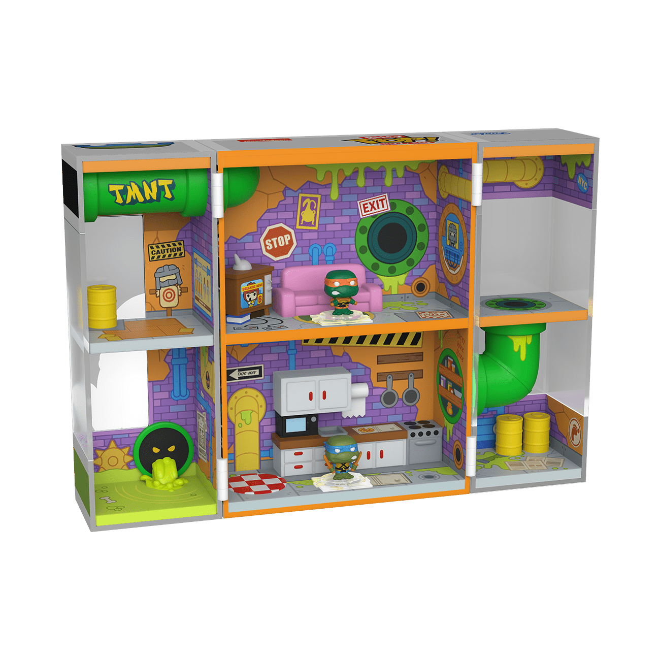 Funko Bitty POP! Box: Teenage Mutant Ninja Turtles - Sewer Lair with Leonardo and Michelangelo Collectible Vinyl Mini-Figures