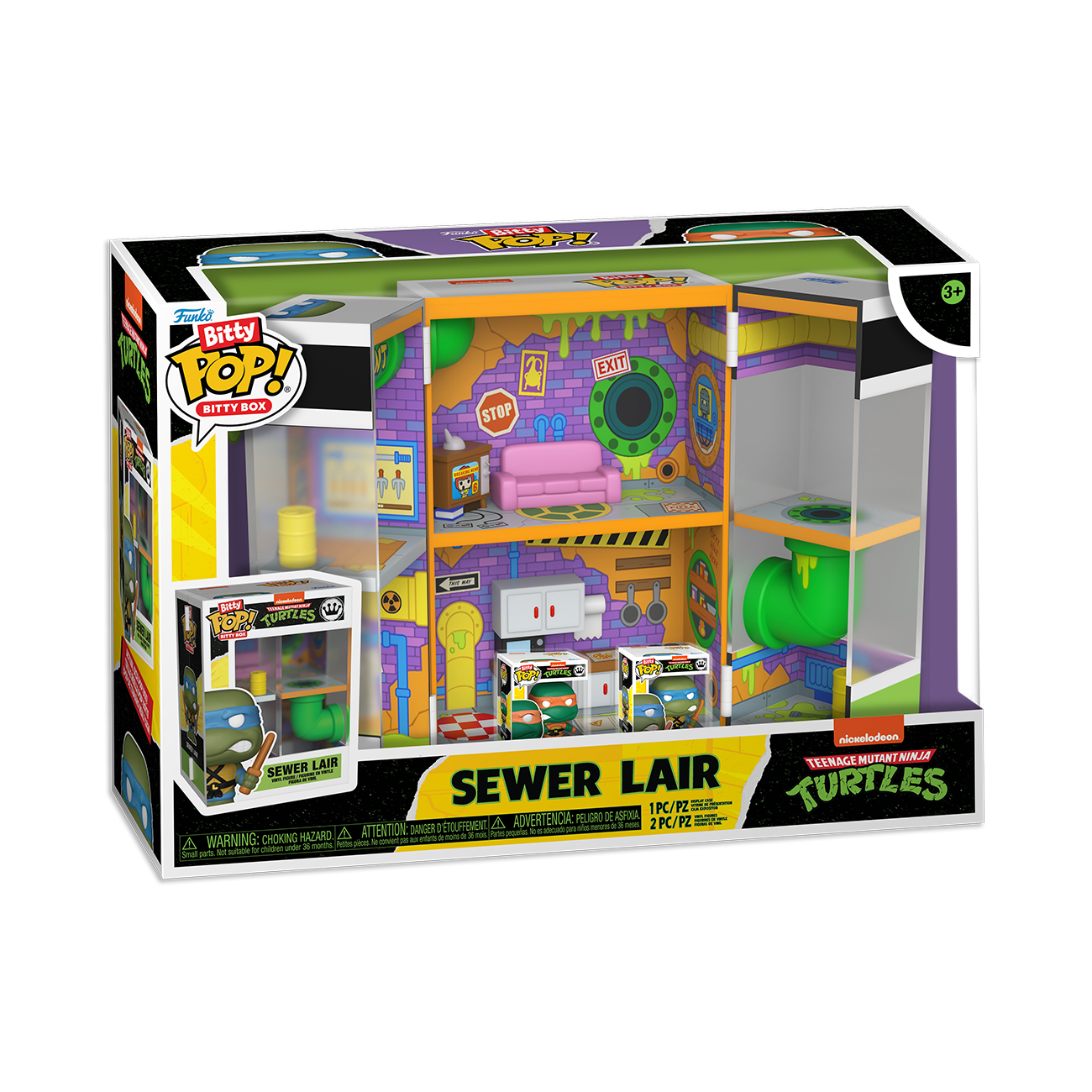 Funko Bitty POP! Box: Teenage Mutant Ninja Turtles - Sewer Lair with Leonardo and Michelangelo Collectible Vinyl Mini-Figures